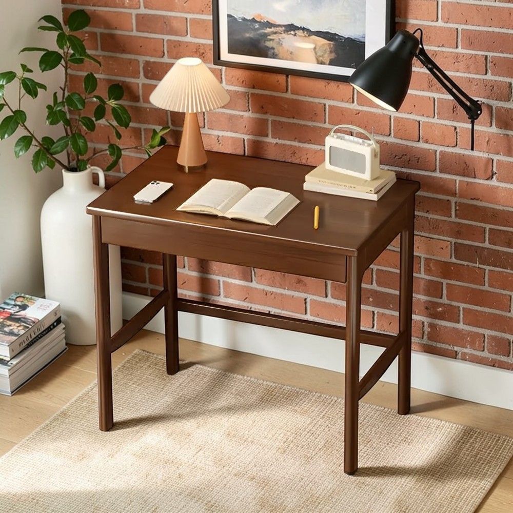 Scandinavian Solid Wood Compact Writing Desk with Storage Drawer (64 ...