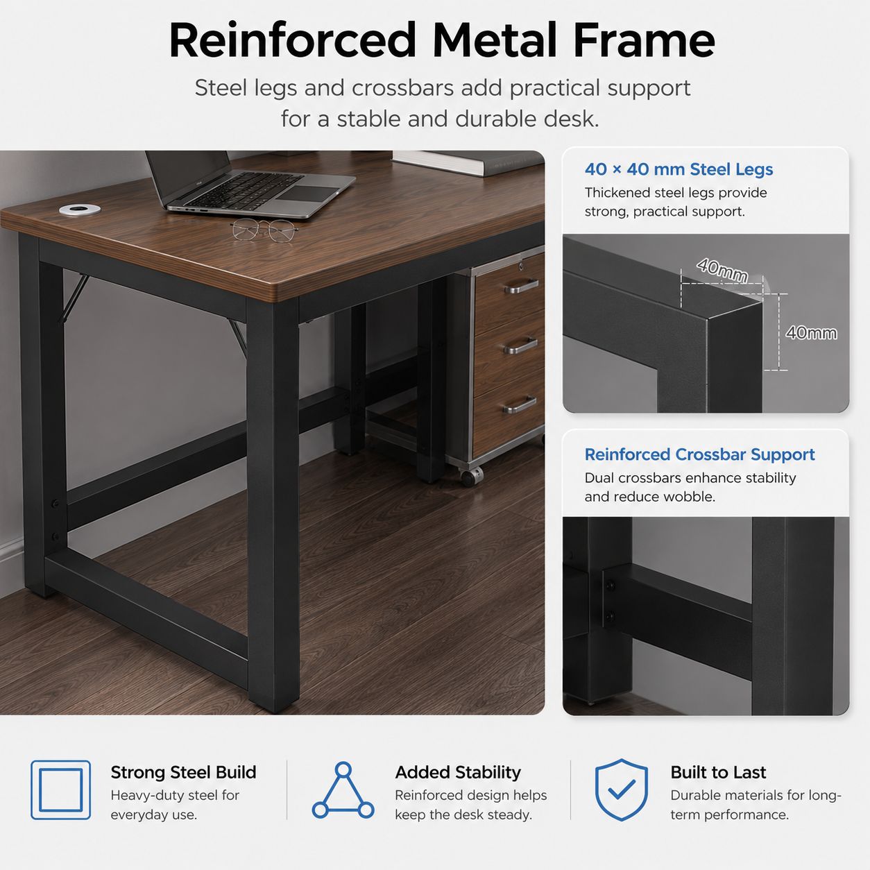 Industrial L-Shaped Corner Computer Desk with Reinforced Steel Frame ...