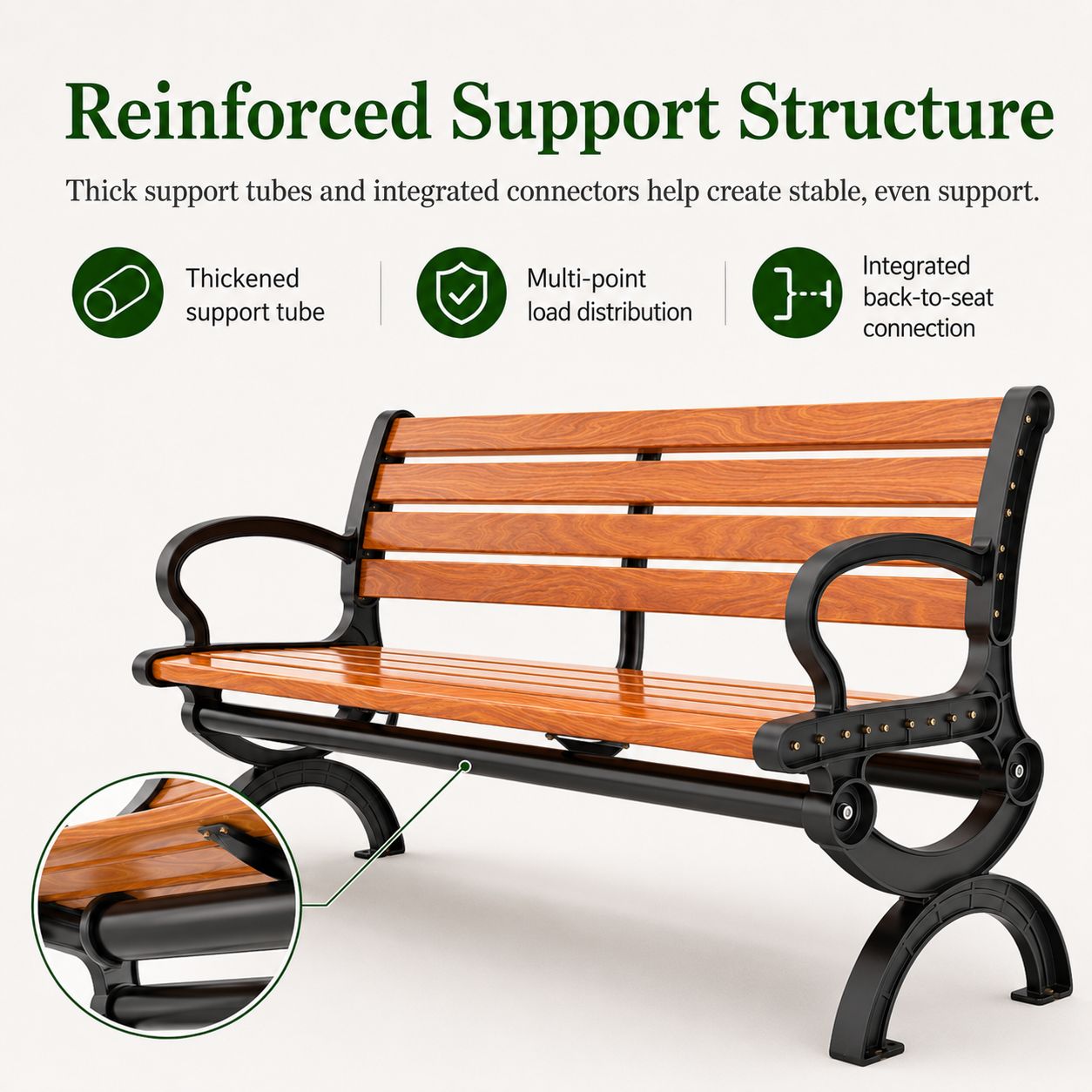 Industrial Heavy-Duty Outdoor Bench, Weather-Resistant Garden Seating ...