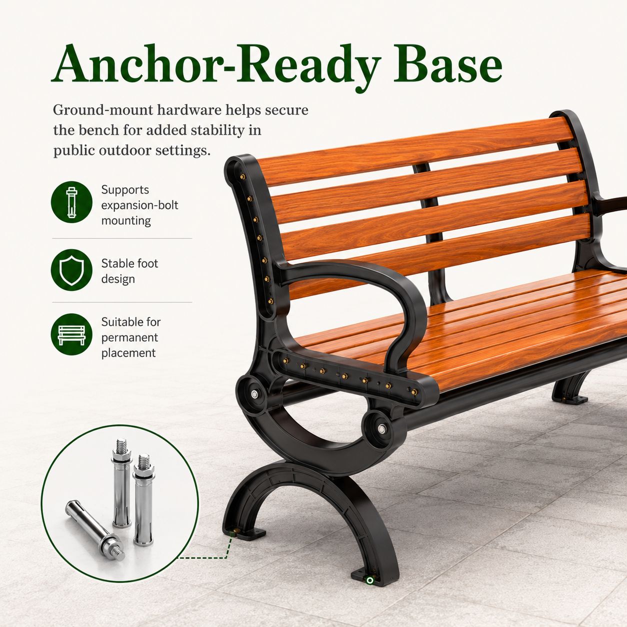 Industrial Heavy-Duty Outdoor Bench, Weather-Resistant Garden Seating ...