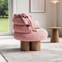 Pink Upholstery with Walnut Legs