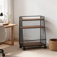 Black Frame / Teak Wood Shelves