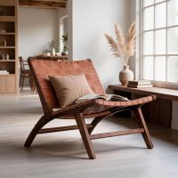 Walnut Frame with Light Brown Leather