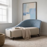 Gray-Blue Velvet / Ivory Leather