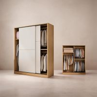 Natural Wood with White Doors